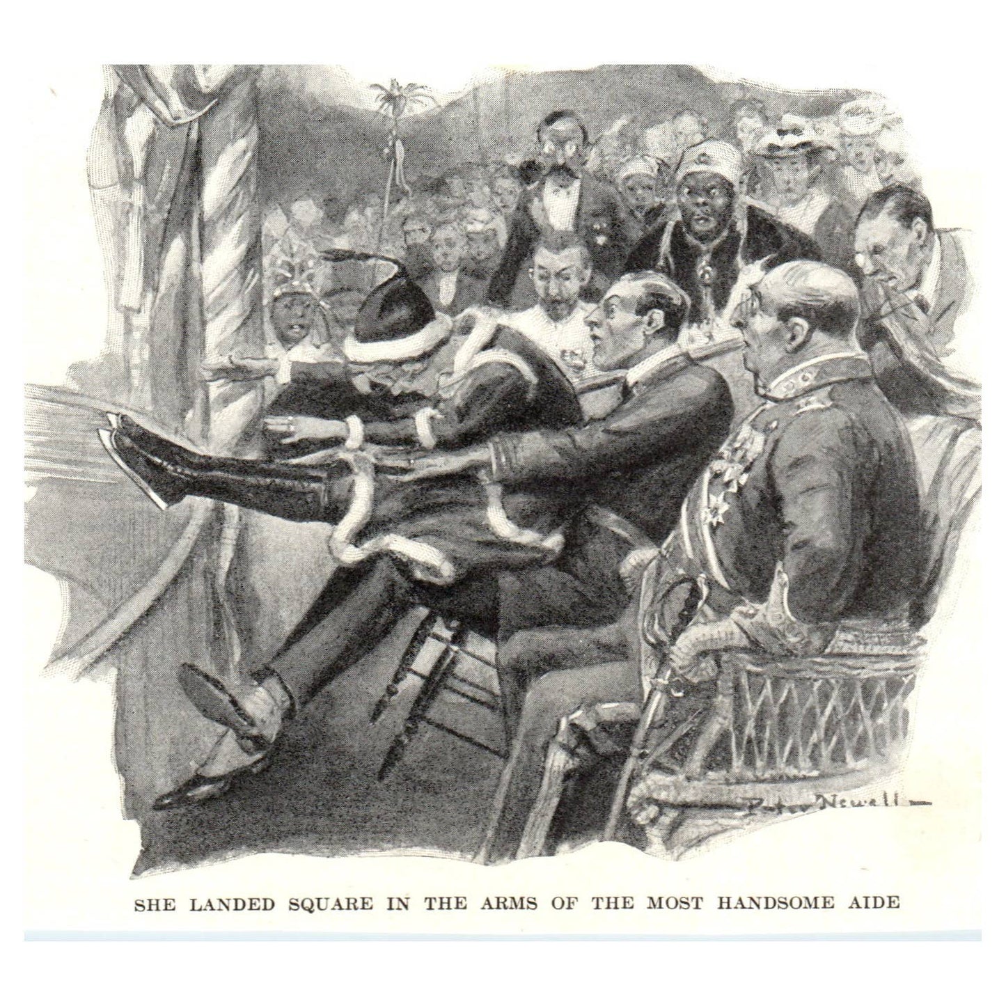 She Landed Square in the Arms of the Most Handsome Aide 1921 Illustration TJ7-S