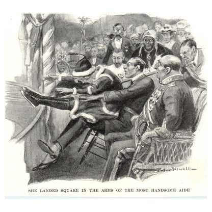 She Landed Square in the Arms of the Most Handsome Aide 1921 Illustration TJ7-S