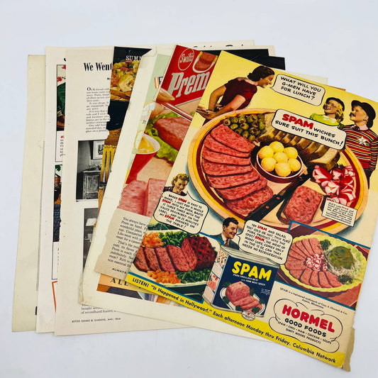 1939-60 Set of 7 Potted Meat Hormel Span Prem Treet Armour Original Print Ad TA8