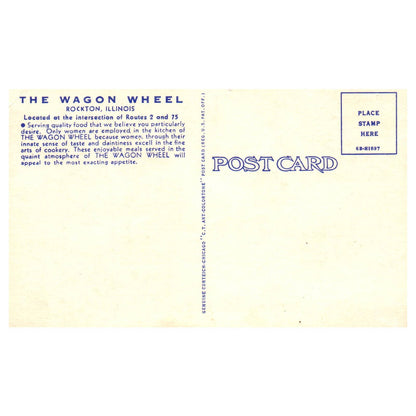 The Wagon Wheel Restaurant Rockton Illinois - Postcard TJ8-2