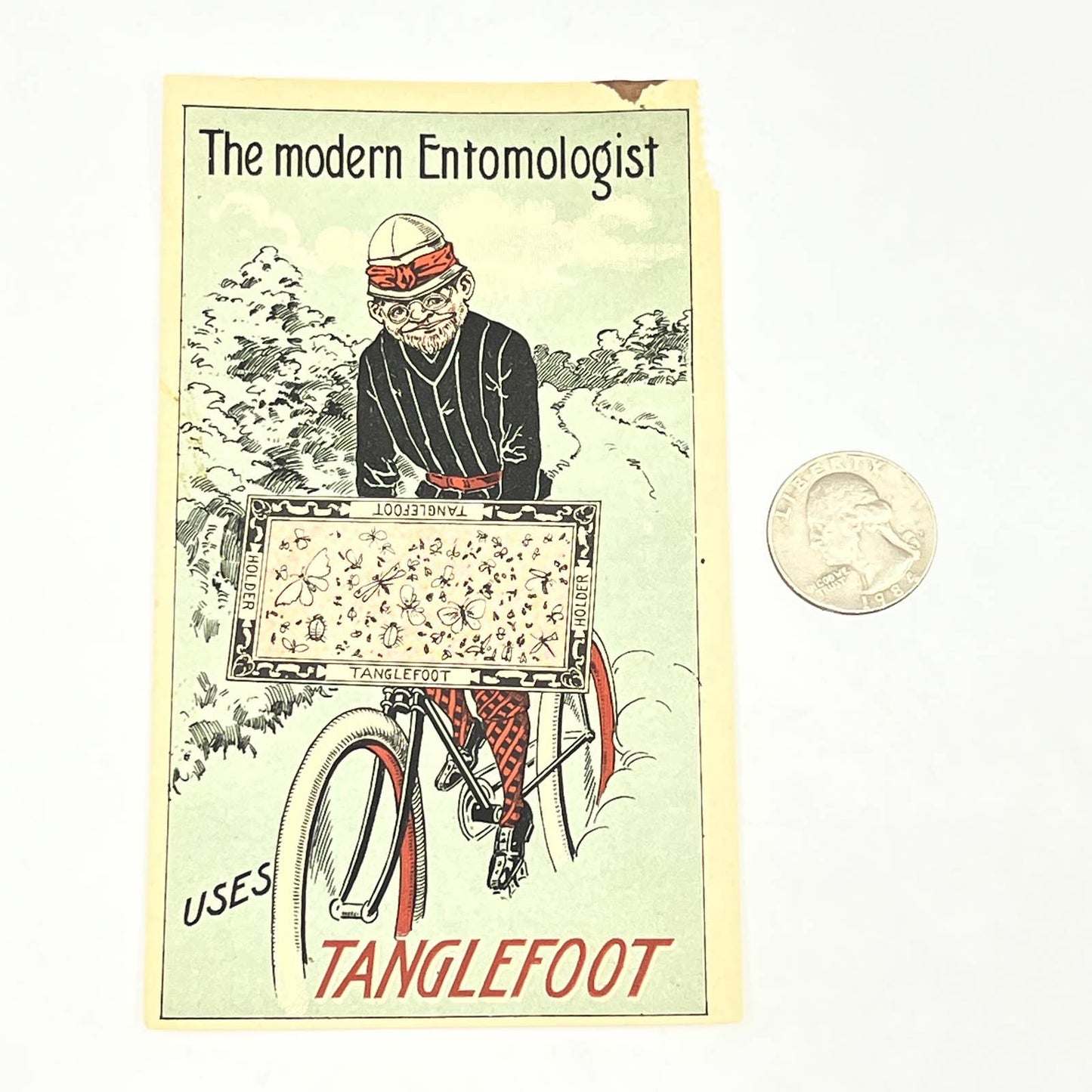 Original 1897 Victorian Trade Card Tanglefoot Fly Paper Entomologist AB6