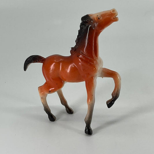 Vintage 1976 Imperial Hard Plastic Red Jasper Horse Figurine Statue GLOSS 4” TB4