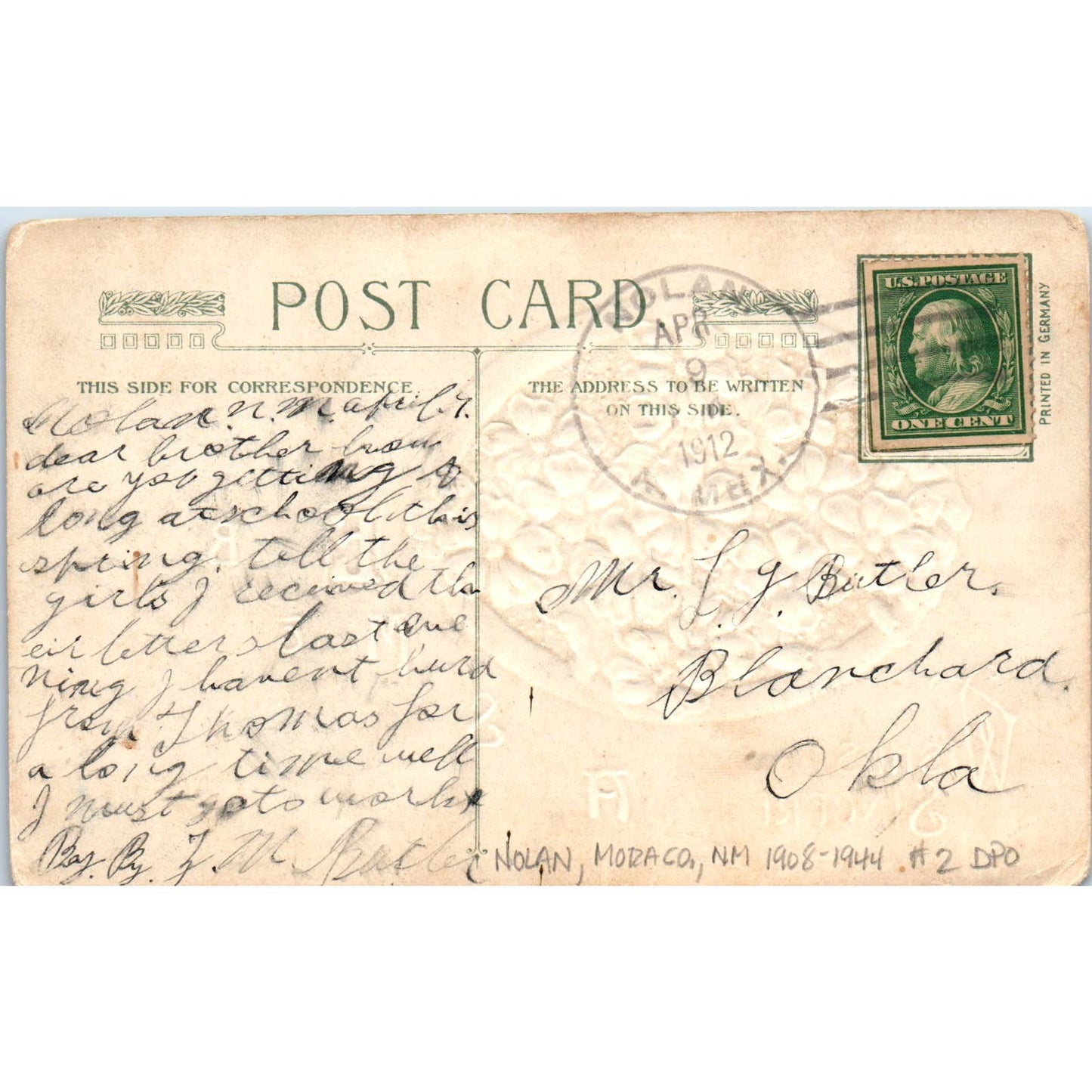 1912 John Winsch Birthday Wishes Embossed Flowers Original Postcard TJ9-P2