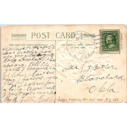 1912 John Winsch Birthday Wishes Embossed Flowers Original Postcard TJ9-P2