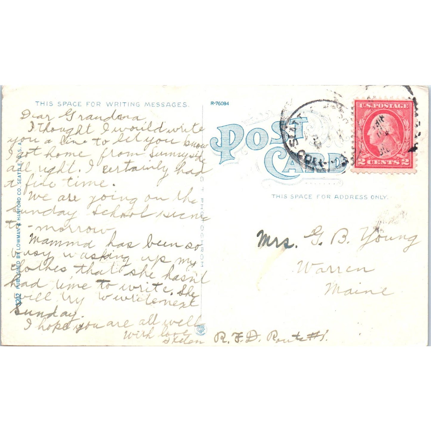 Antique Postcard Residence District Queen Anne Hill Seattle Washington TD9-W2