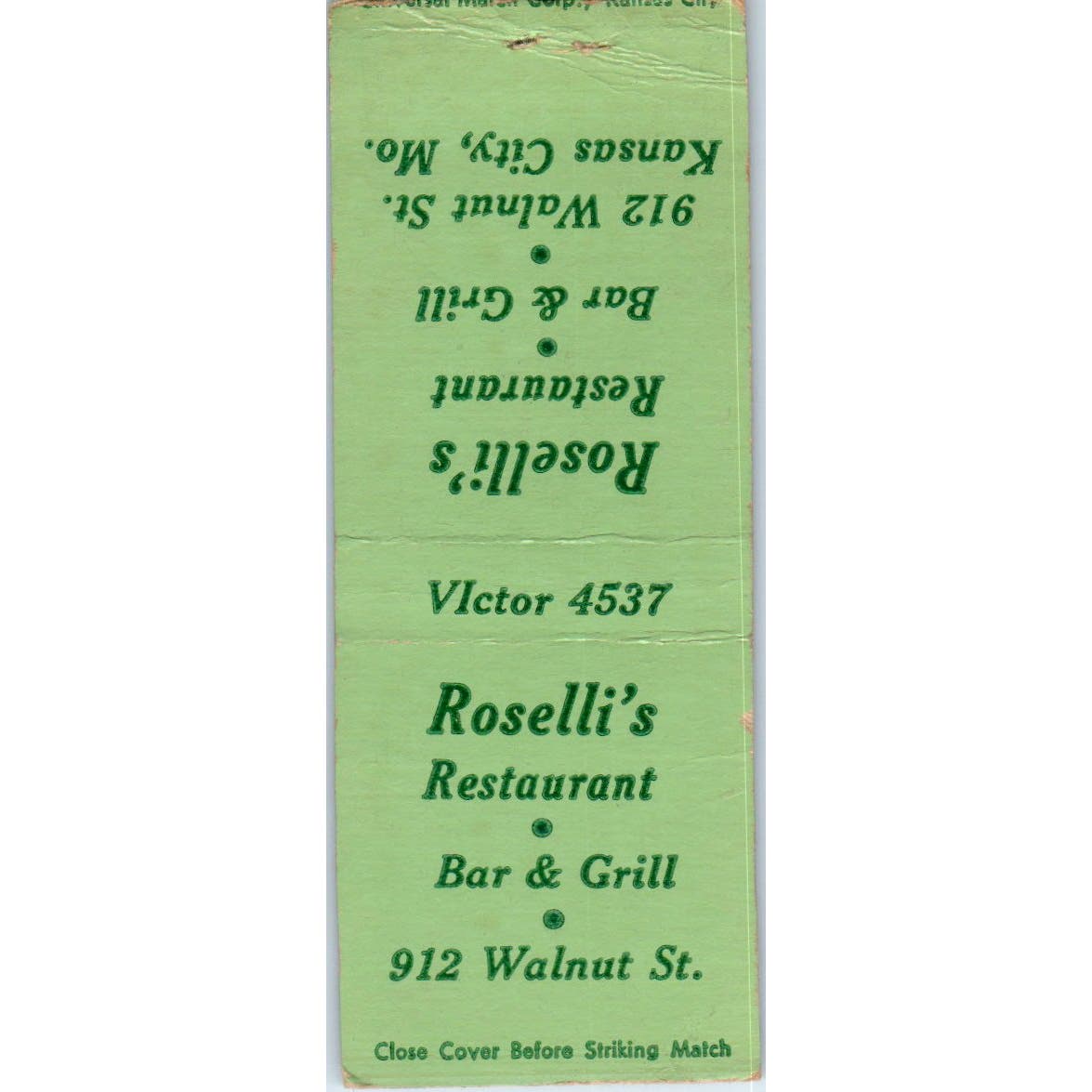 Roselli's Restaurant Bar & Grill Advertising Matchbook Cover SA9-M5