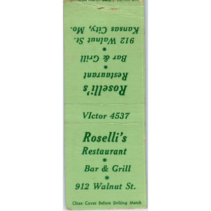 Roselli's Restaurant Bar & Grill Advertising Matchbook Cover SA9-M5