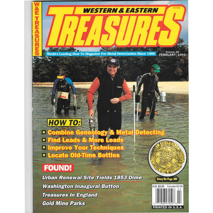 Western and Eastern Treasures Magazine Feb 1994 Vol. 28 Metal Detecting Gold M1