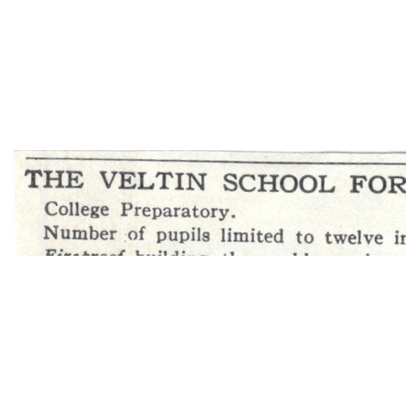 The Veltin School for Girls West 74th Street New York - 1903 Original Ad AK5-S29
