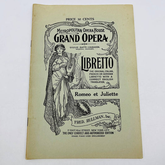 1920s Romeo and Juliet Metropolitan Opera House MET Grand Opera Libretto NYC TD6