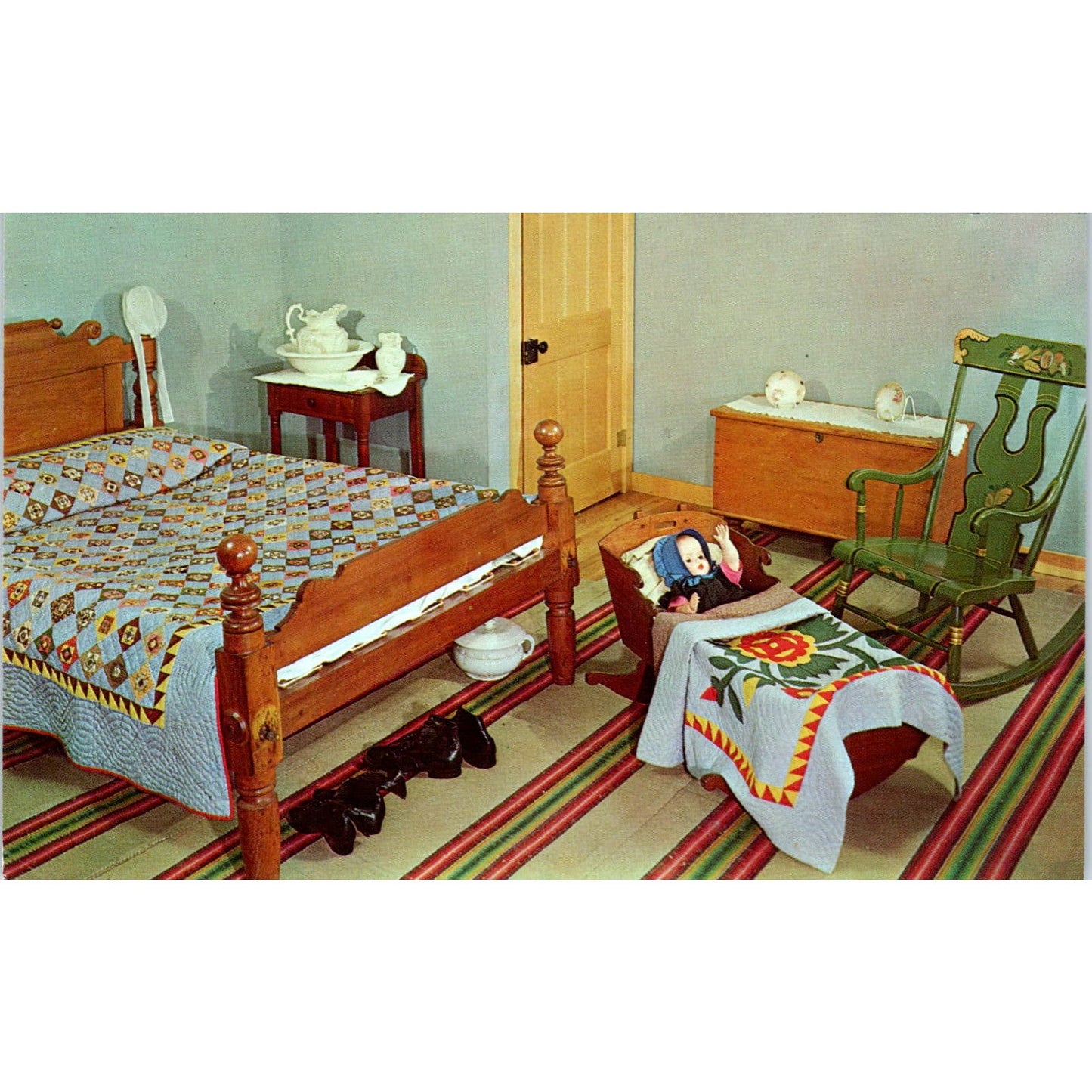 Plain and Fancy Farm Master Bedroom Doll House Original Postcard PB8