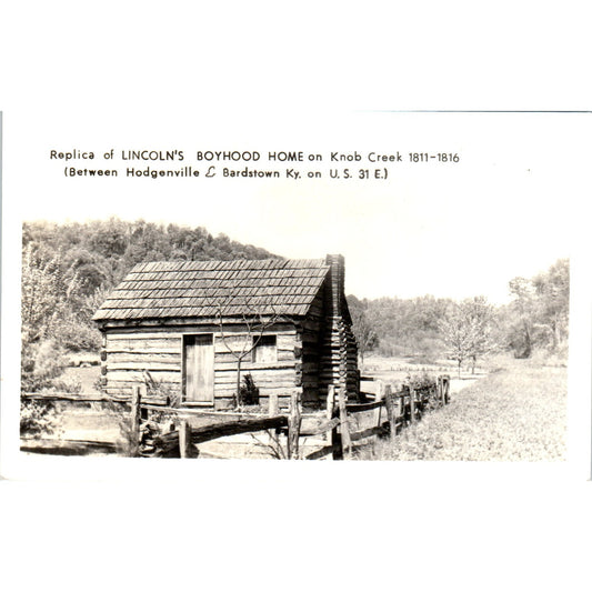 Replica of Lincoln's Boyhood Home Hodgenville Bardstown KY Postcard P3-3