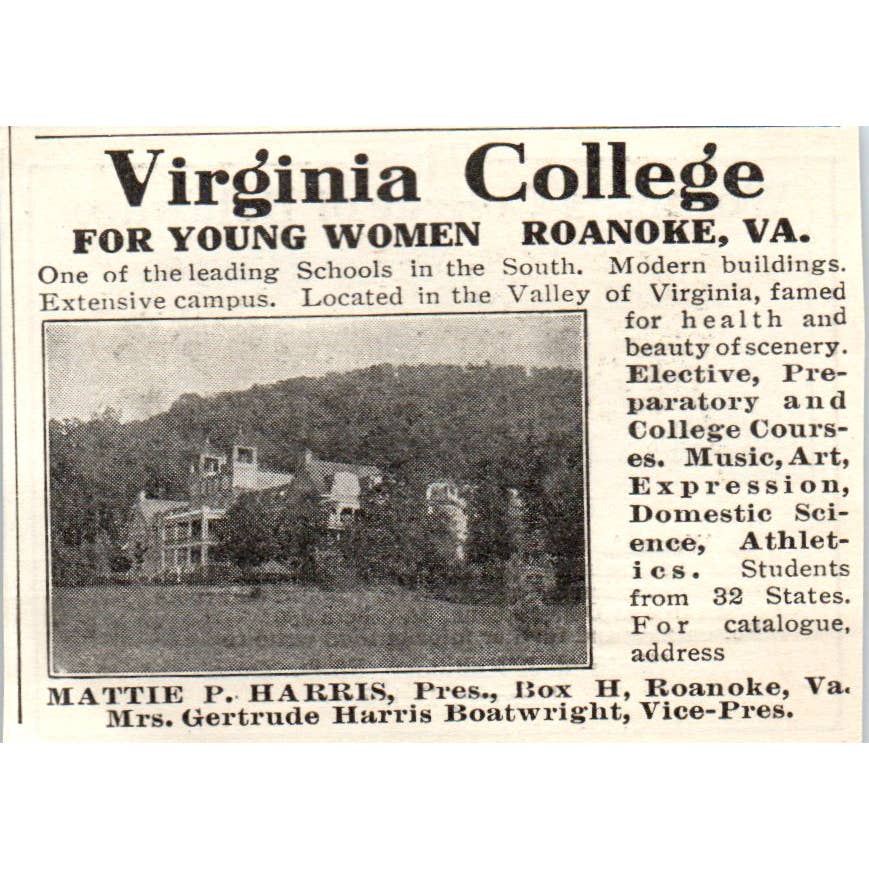 c1920 Harper's Ad - The Women's College of Delaware Winifred J Robinson EA3-1