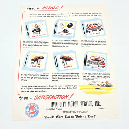 1950s Buick Mailer Lubricare Oil Change Twin City Motor Service Marinette WI AB8