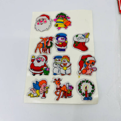 VTG Christmas Puffy Sticker Sheets 1980's Padded Raised Santa Snowman TA7