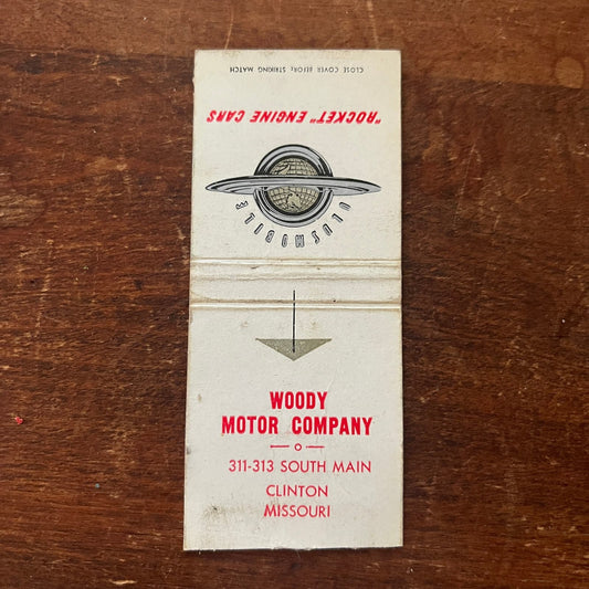 Woody Motor Company Oldsmobile Clinton MO Advertising Matchbook Cover SA9-M10