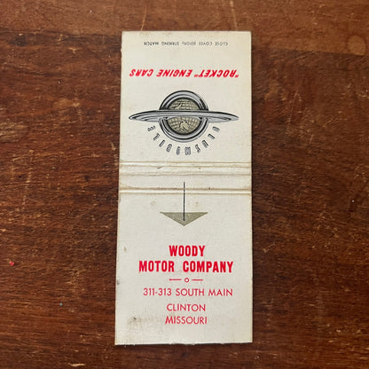 Woody Motor Company Oldsmobile Clinton MO Advertising Matchbook Cover MM9-1