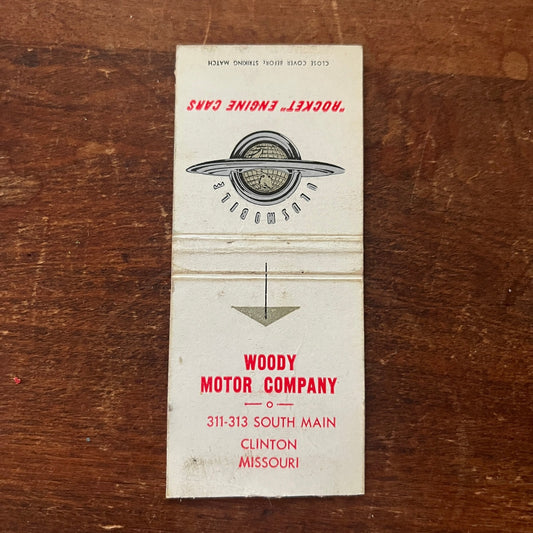 Woody Motor Company Oldsmobile Clinton MO Advertising Matchbook Cover MM9-1