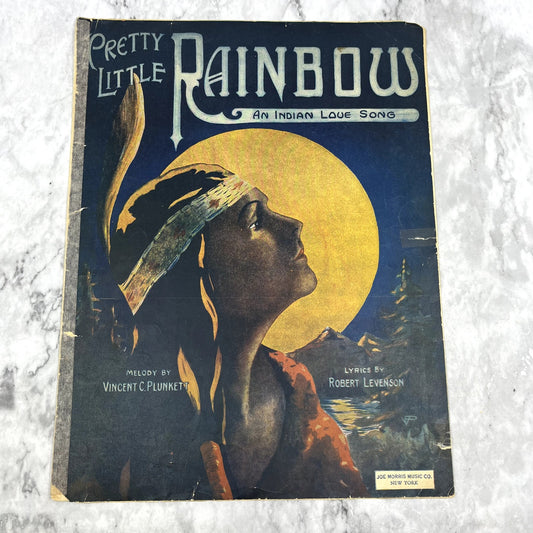 Pretty Little Rainbow an Indian Love Song Plunkett 1919 Sheet Music V37-5