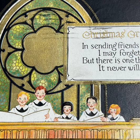 c1910 Church Choir Singing Children Candle Christmas Postcard PA2