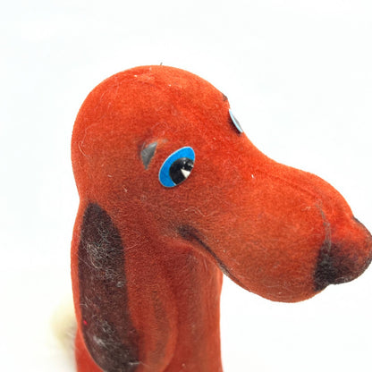 1960s Vintage Carnival Prize Flocked Celluloid Red Hound Dog 5" TC8