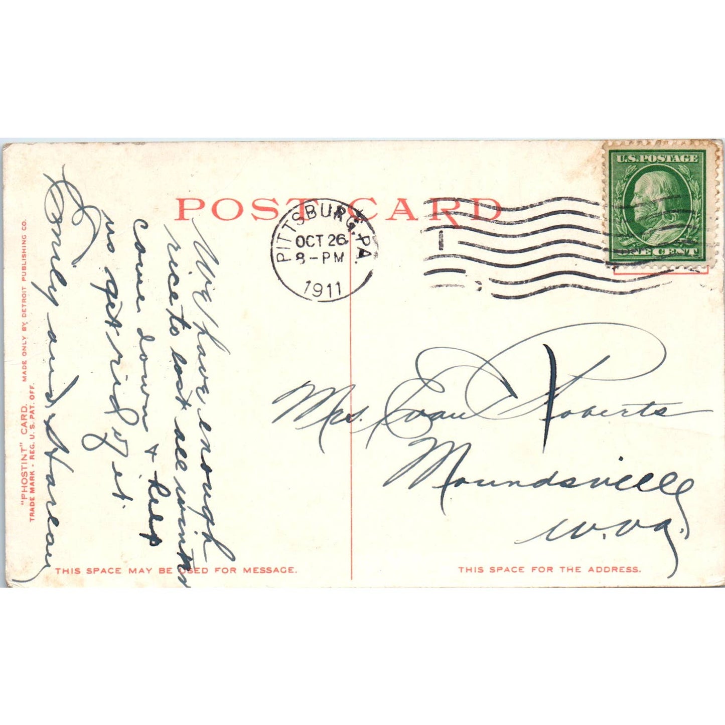 1911 Postcard Panther Hollow Schenley Park Pittsburgh PA TD8-P2