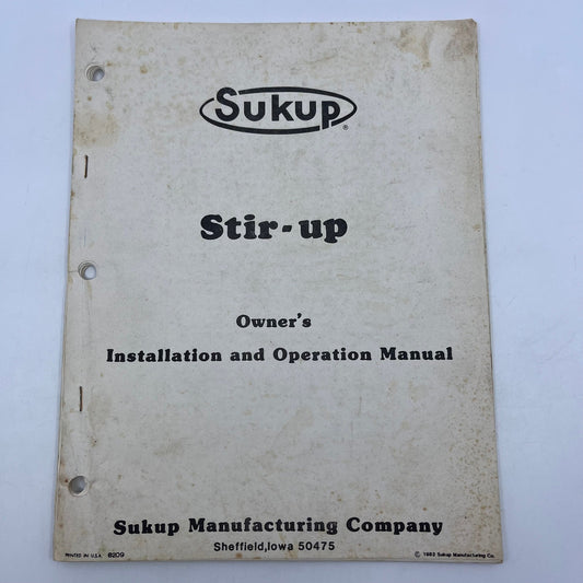 1982 Sukup Stir-Up Owners Installation & Operation Manual V39-1