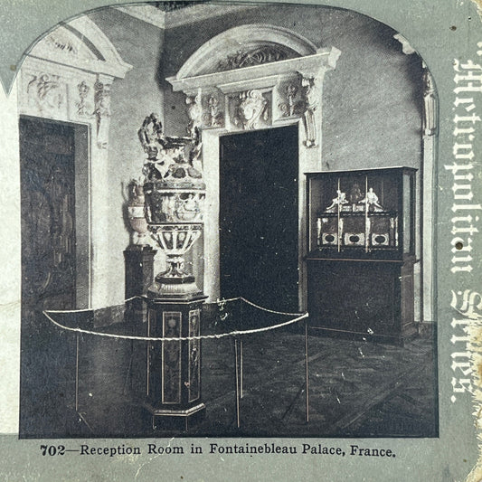 Reception Room in Fontainebleau Palace France - Antique Stereoview Card H3-2