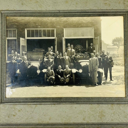 c1920 Photograph LBFD Fire Department Men Posing w/ Fire Trucks 8x10 C13