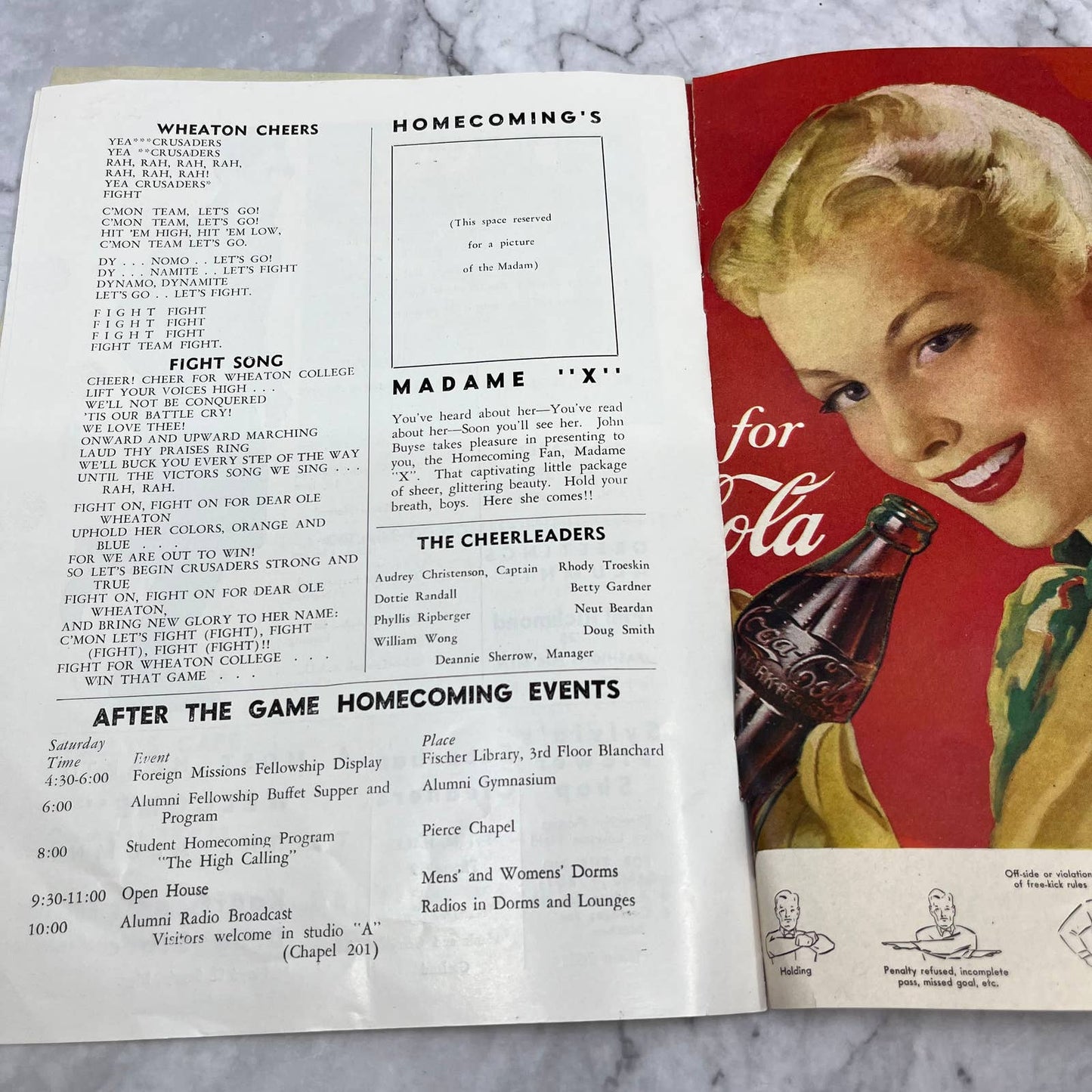 1948 Homecoming Football Game Program Wheaton vs. Lake Forest College IL TJ3