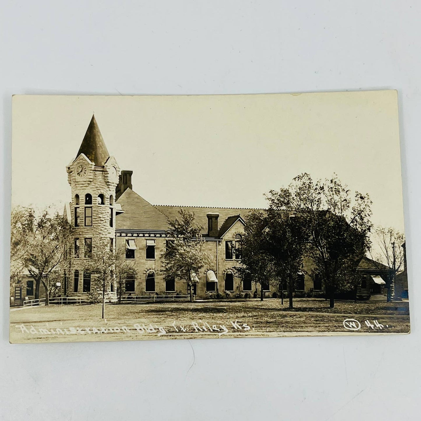 RPPC Postcard Administration Building Ft. Riley Military Base Kansas PA8