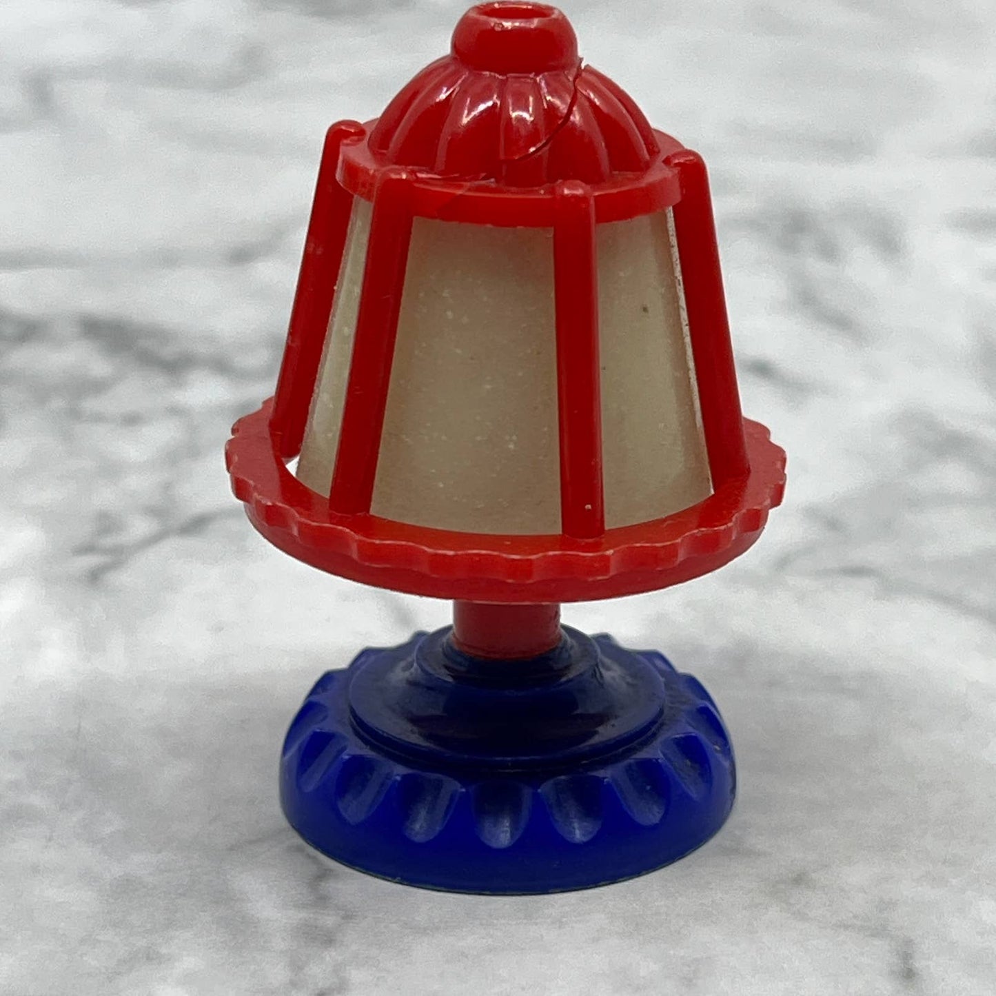 Vintage Acme 1960s Plastic Table Lamp Dollhouse Miniature Red Blue 1 7/8" SE7