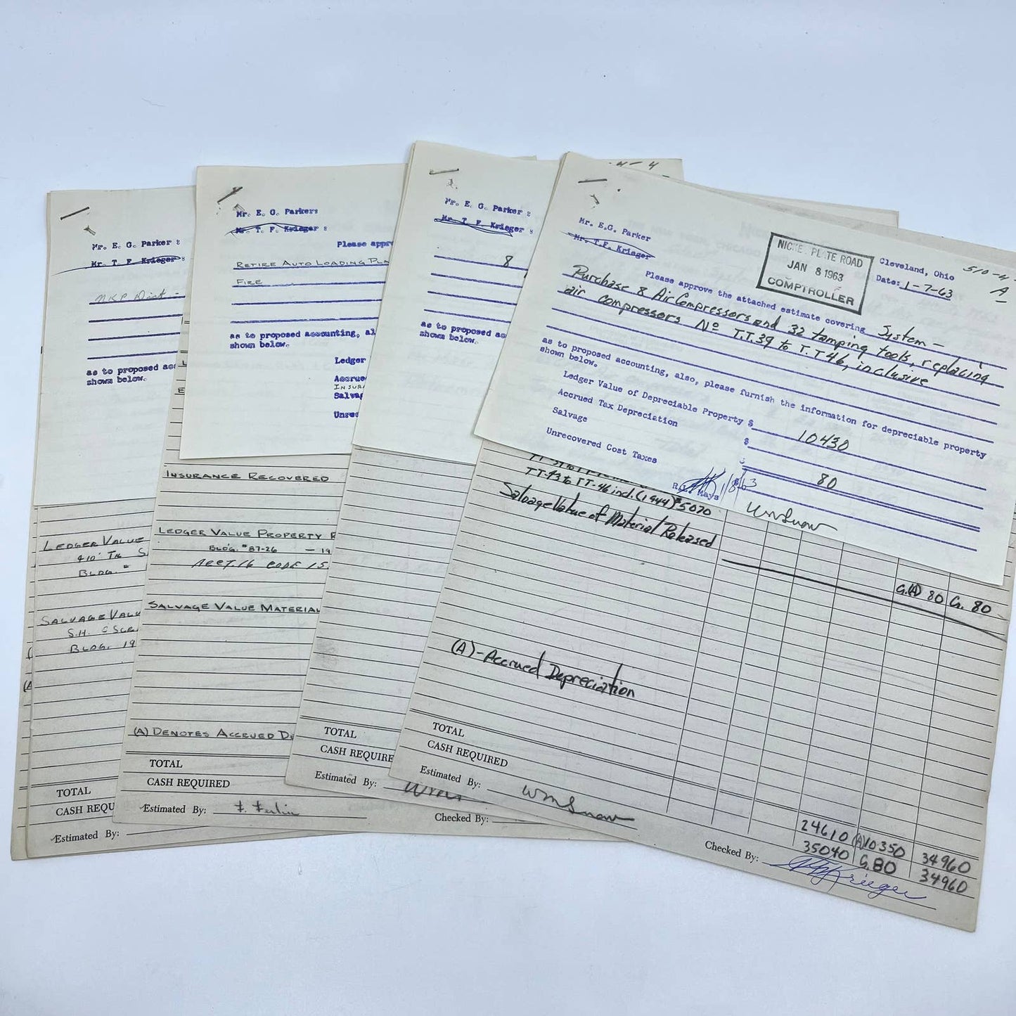 1963 New York, Chicago & St Louis Railroad Co. Invoice Billhead Lot of 4 AA9-2