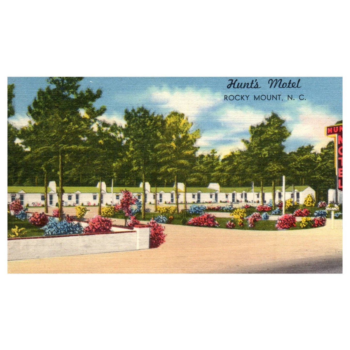Hunt's Motel Rocky Mount North Carolina - Postcard TJ8-1