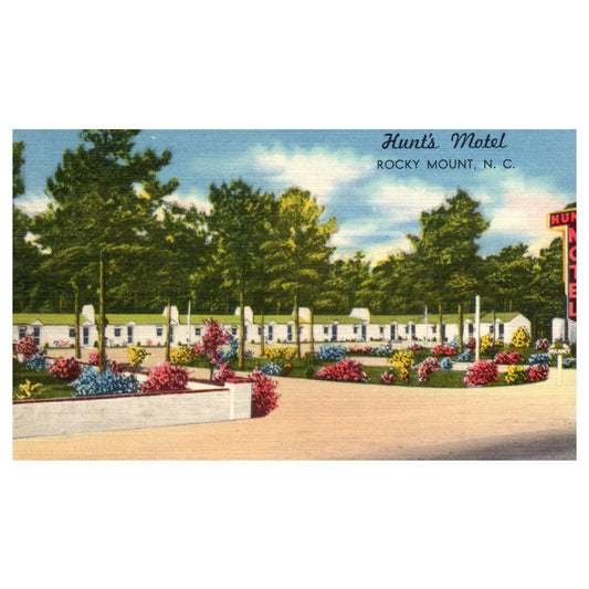 Hunt's Motel Rocky Mount North Carolina - Postcard TJ8-1