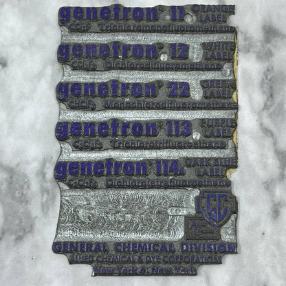 Vintage Letterpress Printers Block Plate Allied Chemical & Dye Genetron TJ511