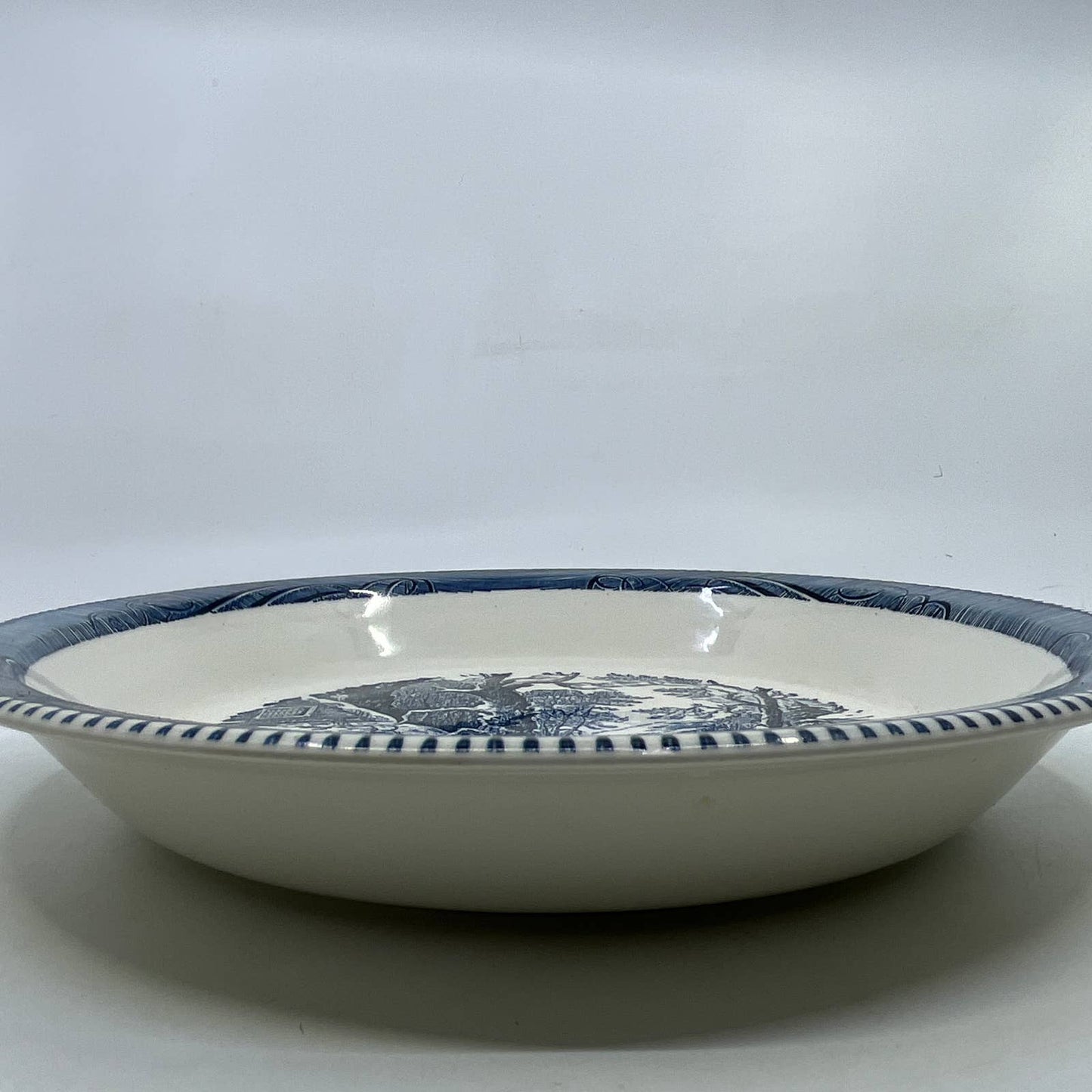 Currier & Ives Royal China Blue Pie Plate Snowy Morning Serving Dish 10" TI3