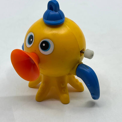 Tomy Wind Up Toy Octopus Pocket Pal Squid Suction Cup Blue Yellow WORKS TH7