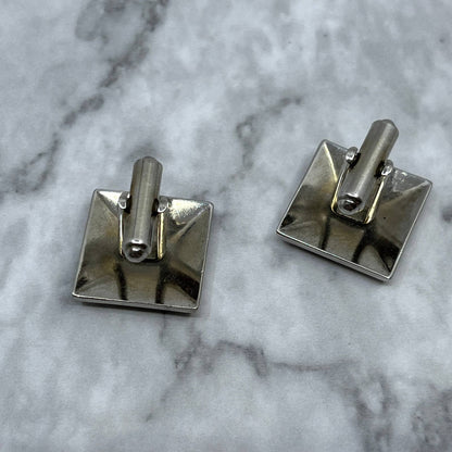 Vintage MCM Silver Tone Etched Stripe Cufflinks SA2