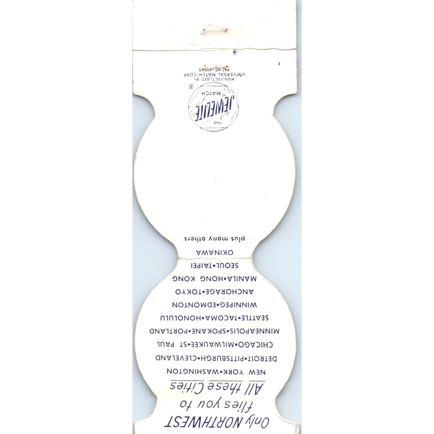 Northwest Orient Airlines Die Cut Advertising Matchbook Cover SA6-M4