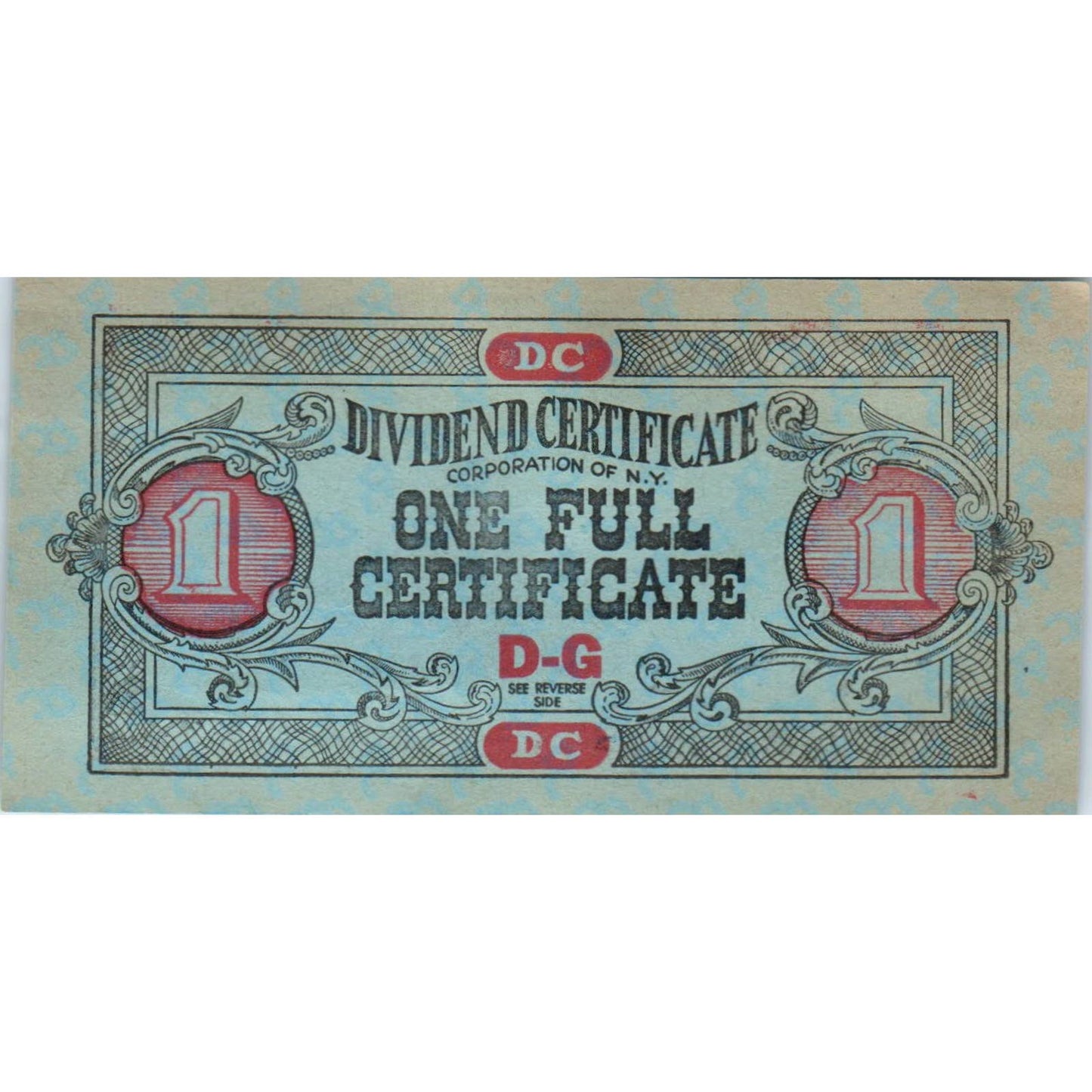 Dividend Certificate Co NY Advertising Coupon One Full SE5