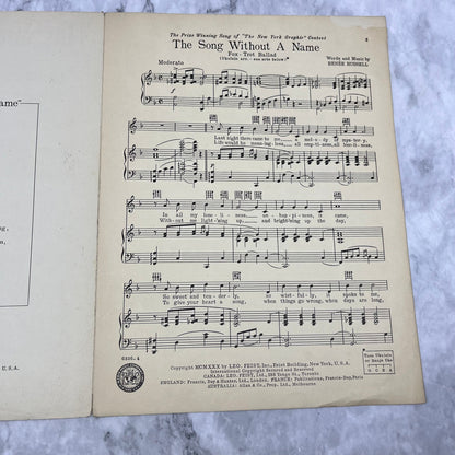 Vintage 1930 The Song Without A Name Rudy Vallee Sheet Music Fox Trot Piano V42-4