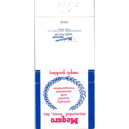 Megaro Memorial Homes D.A. Cundari Newark NJ Advertising Matchbook Cover MM9-7