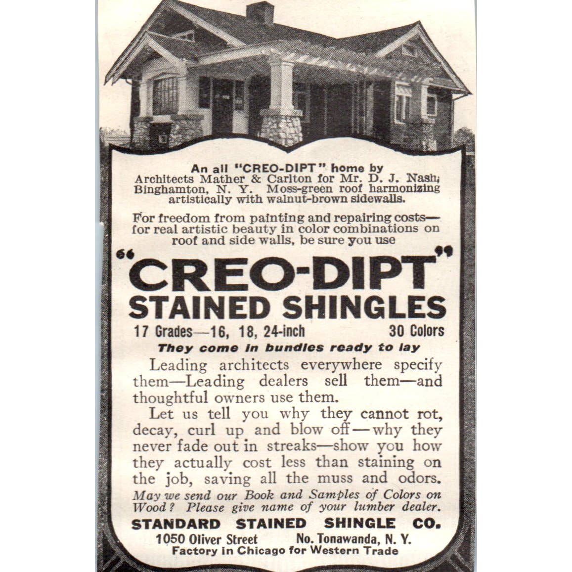 c1920 Harper's Magazine Ad - Creo-Dipt Stained Shingles Tonawanda NY EA3-4