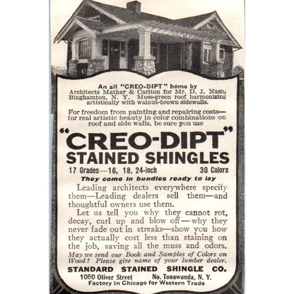 c1920 Harper's Magazine Ad - Creo-Dipt Stained Shingles Tonawanda NY EA3-4