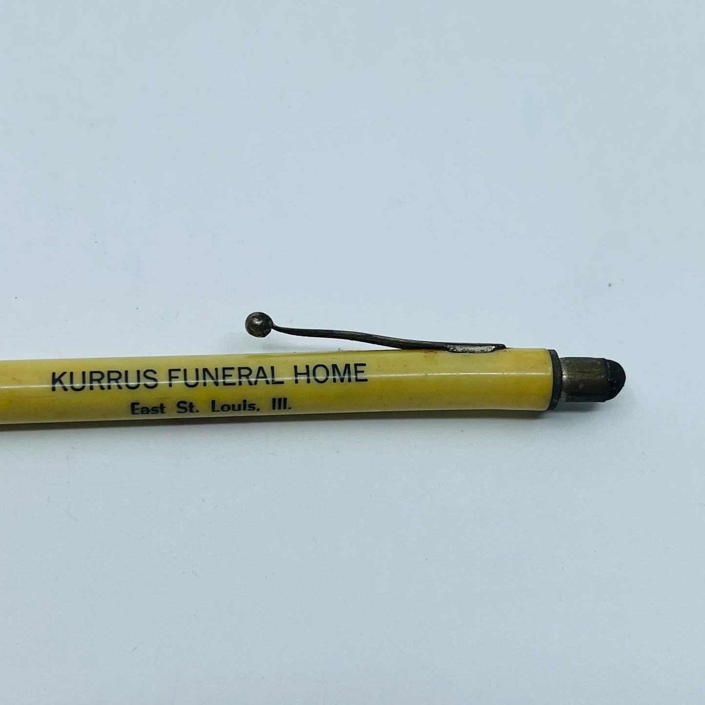 Celluloid Cream Mechanical Pencil Kurrus Funeral Home East St. Louis IL SB3