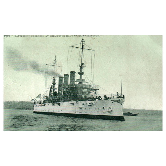 Battleship Nebraska at Bremerton Navy Yard Washington - Original Postcard TJ8-5
