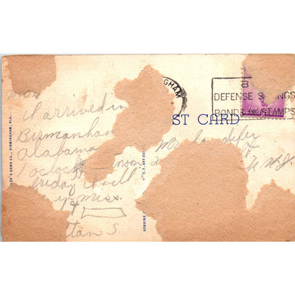 Greetings from Birmingham Alabama Linen - Original Postcard TJ7-RP1