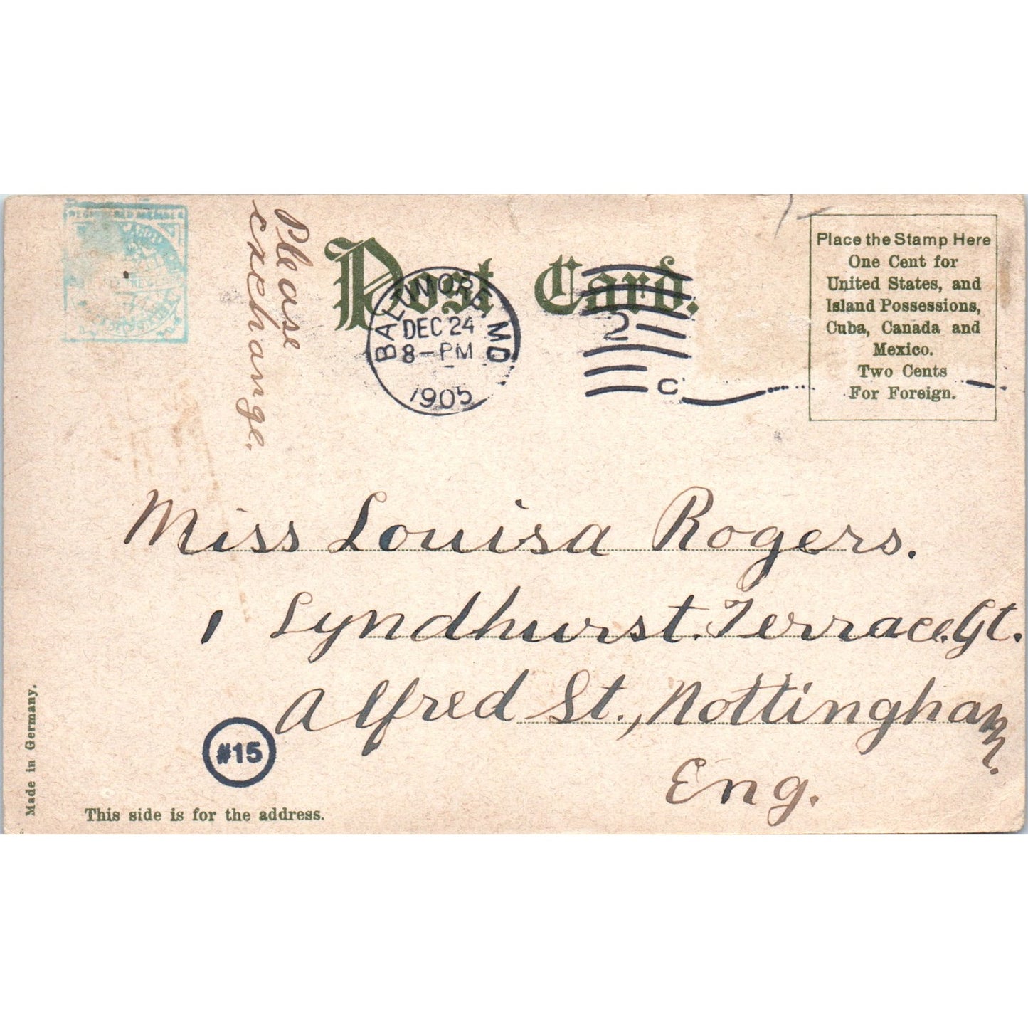Edmunds Well, Druid Hill Park Baltimore MD 1905 Original Postcard P2-2