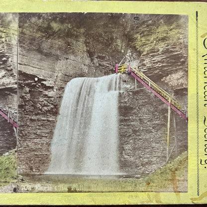 Eagle Cliff Falls Havana Glen Park c1880 Antique Stereoview Card TJ9-V2